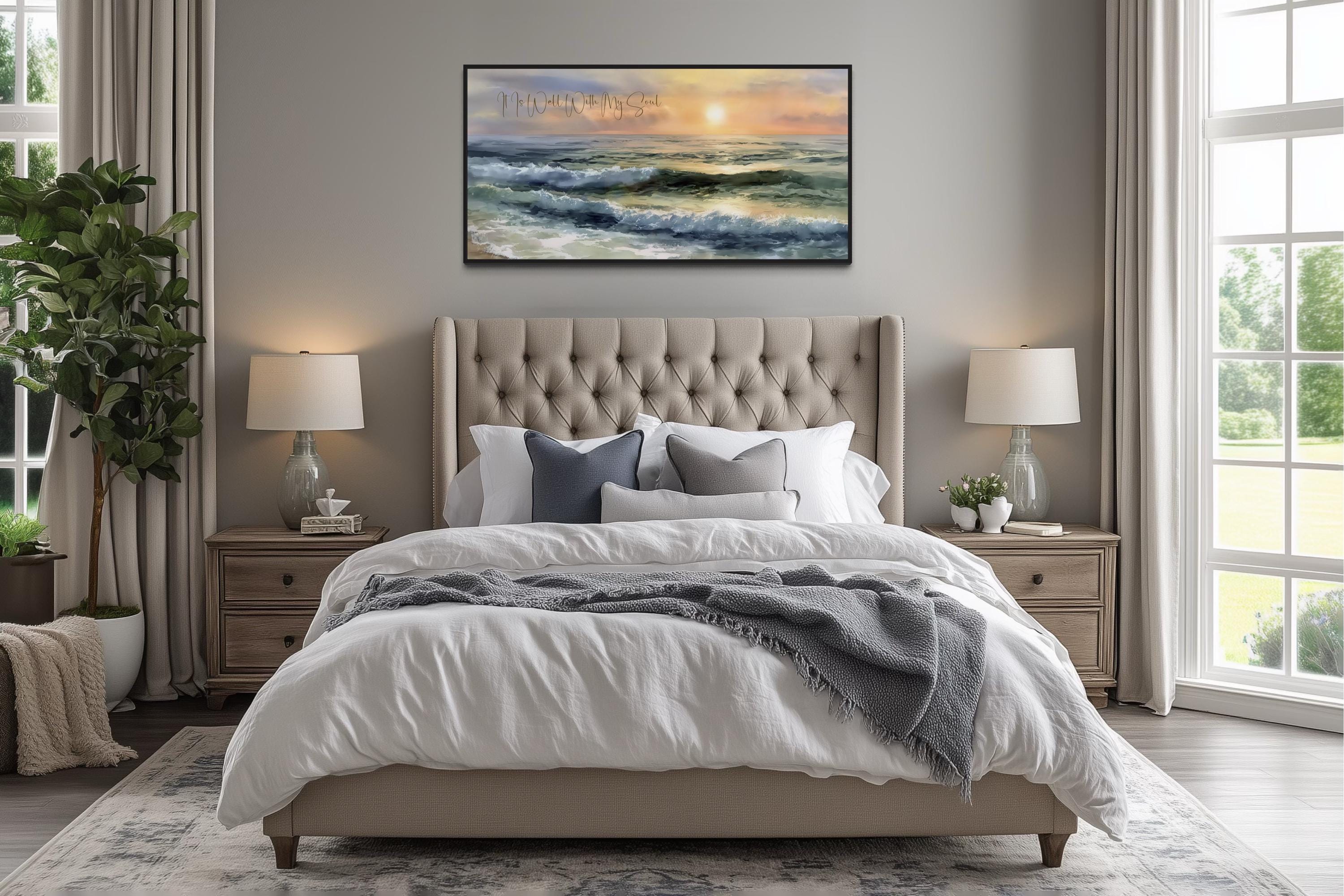It Is Well With My Soul Wall Art, Peaceful Christian Ocean Seascape