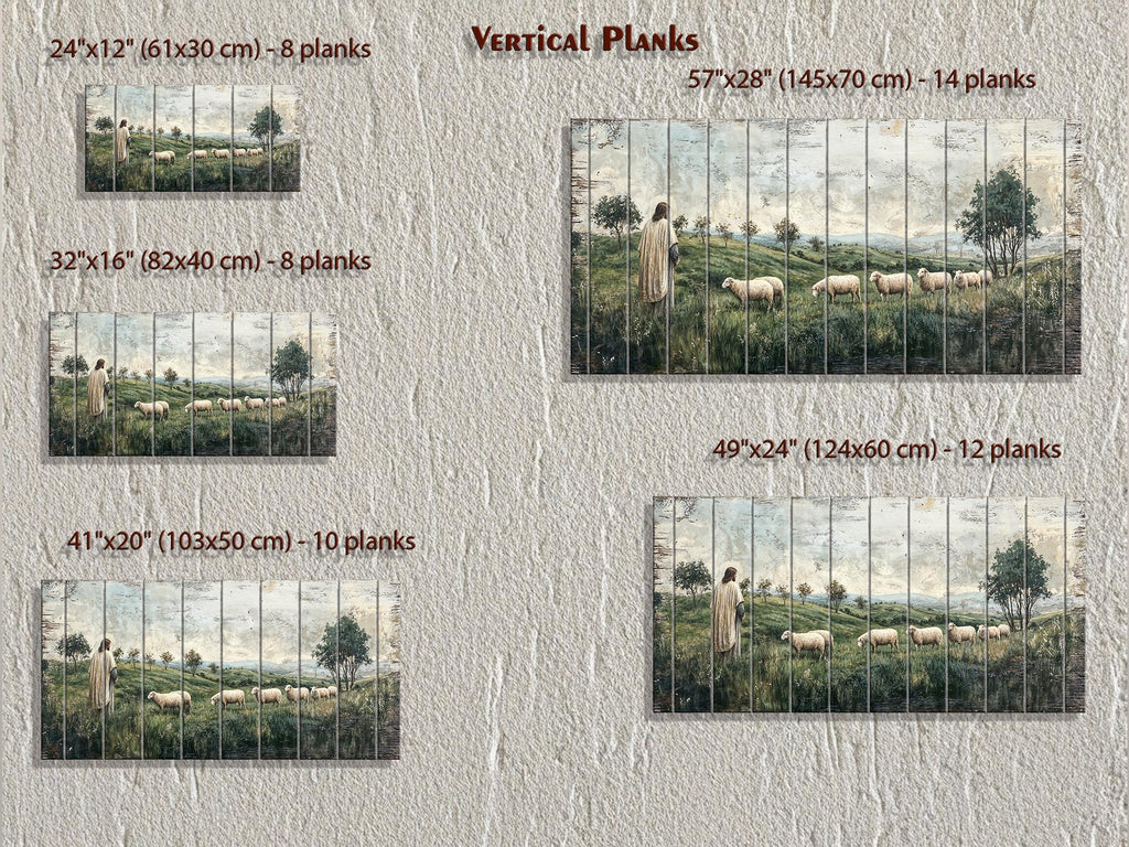 Jesus And Sheep Distressed Wood Wall Art -Christian Decor