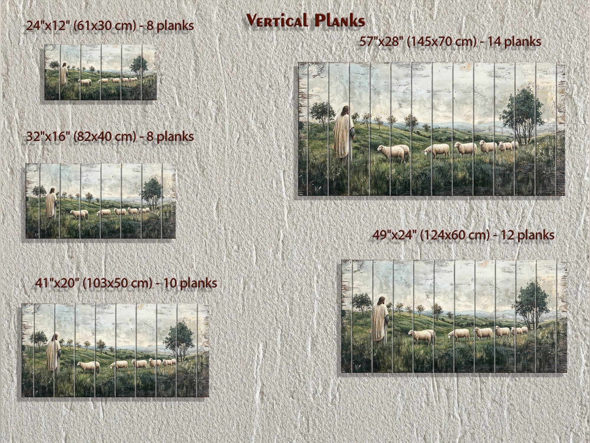 Jesus And Sheep Distressed Wood Wall Art -Christian Decor