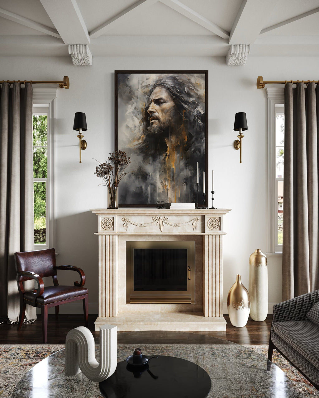 Jesus Christ Abstract Modern Christian Framed Canvas Wall Art