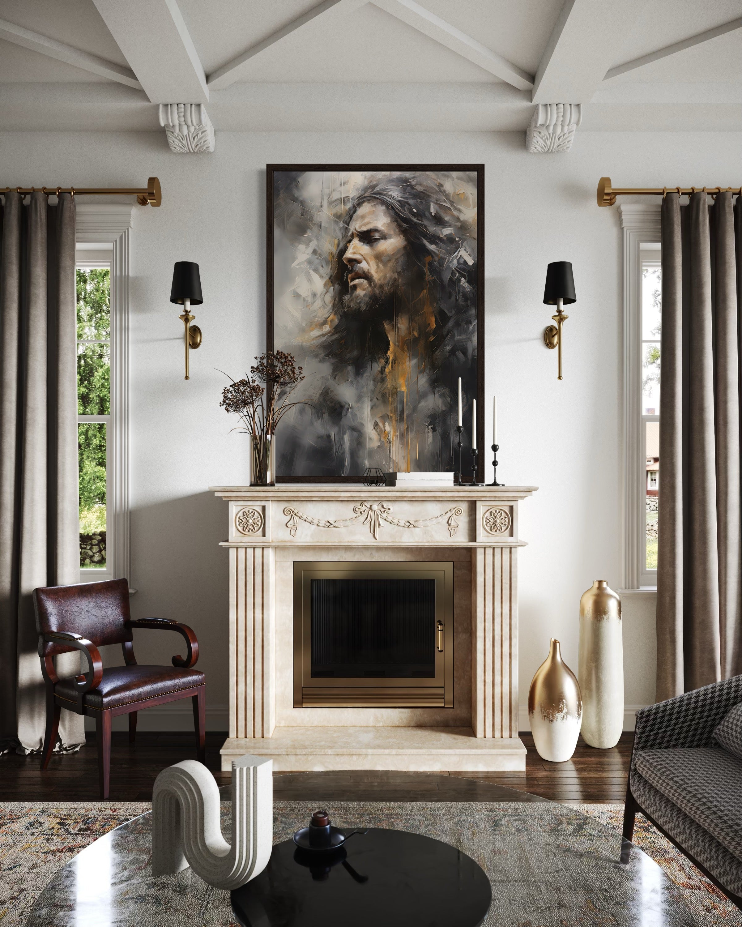 Jesus Christ Abstract Modern Christian Framed Canvas Wall Art