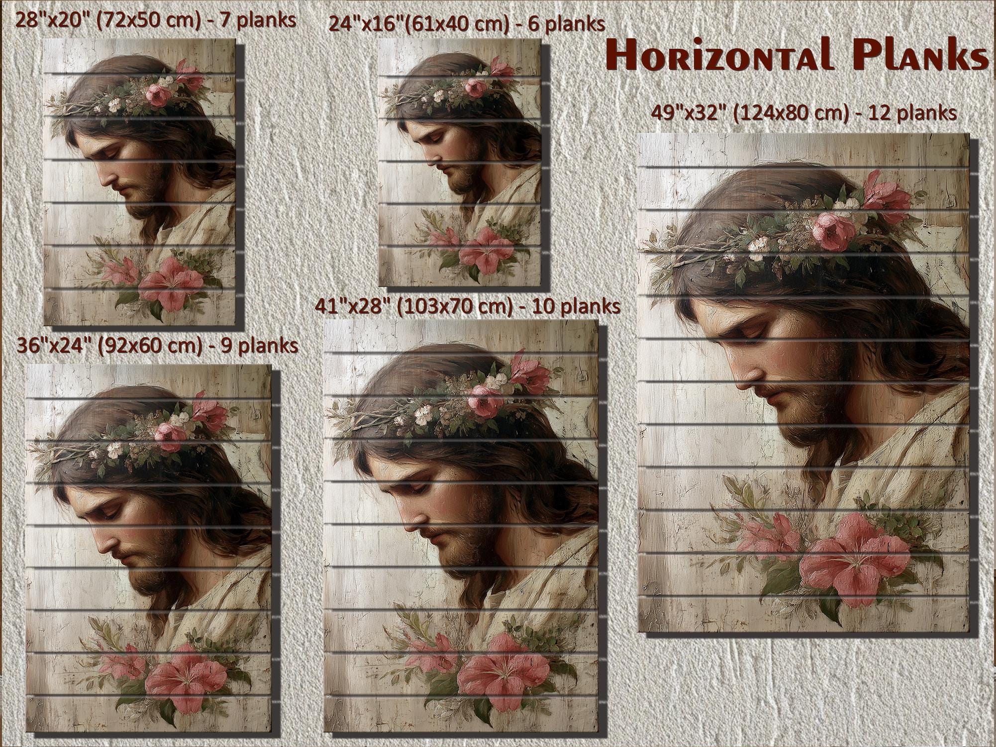 Jesus With Flowers Distressed Wood Wall Art | Rustic Christian Decor