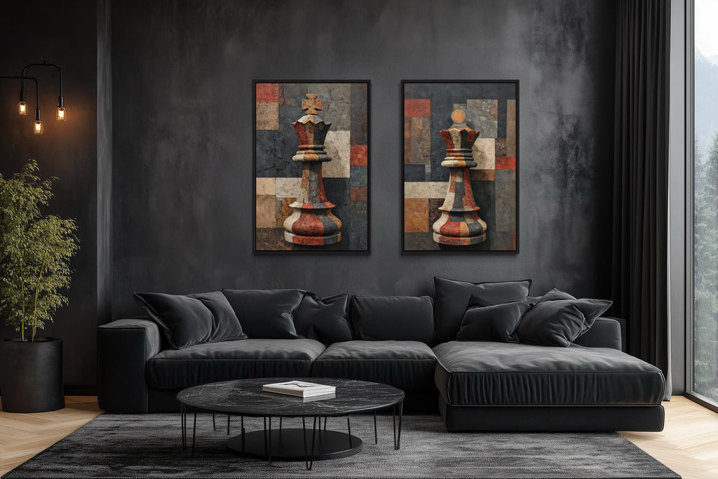 King and Queen Chess Wall Art Set of 2