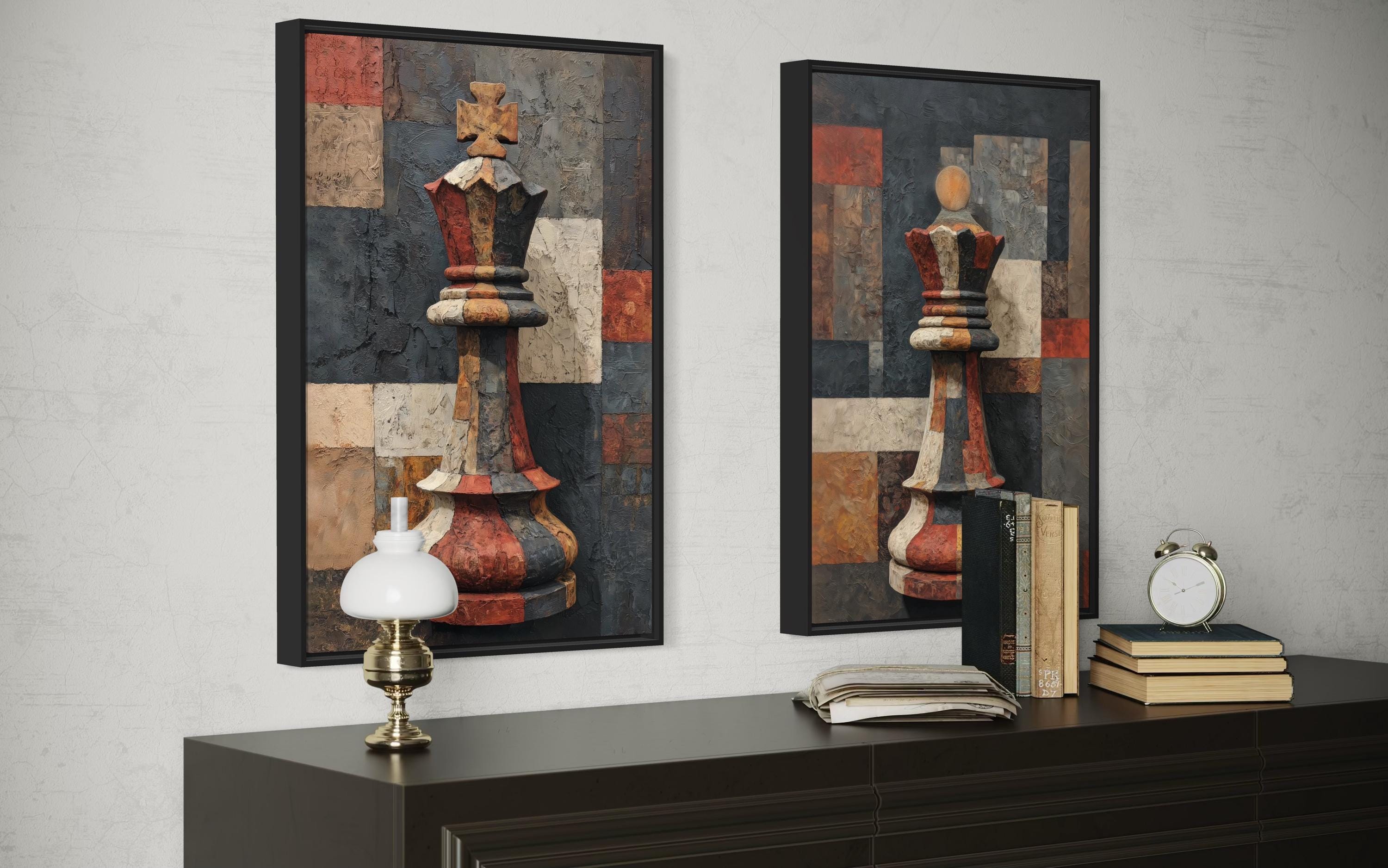 King and Queen Chess Wall Art Set of 2