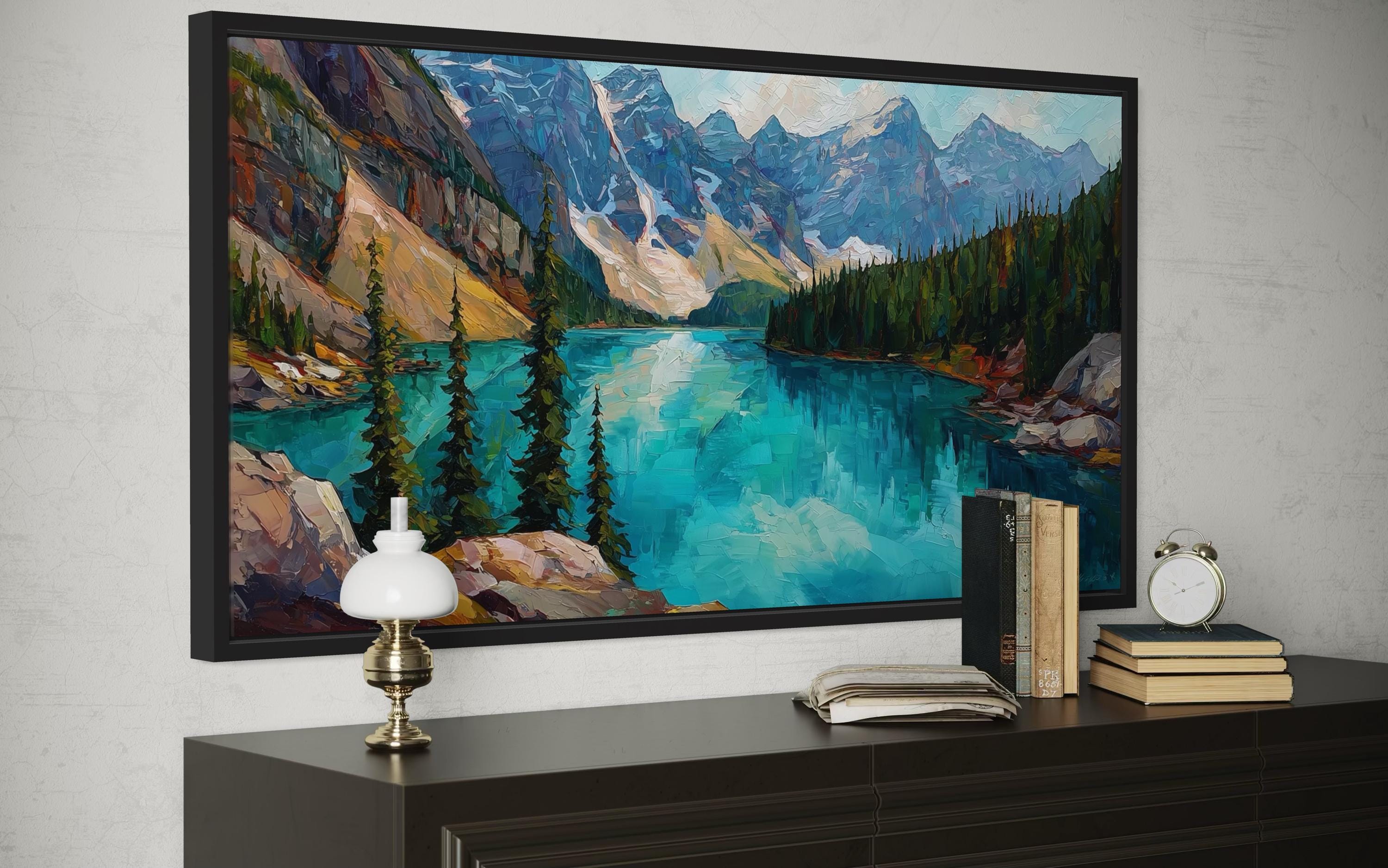 Lake Moraine  Canadian Rockies Mountain Lake Canvas Wall Art