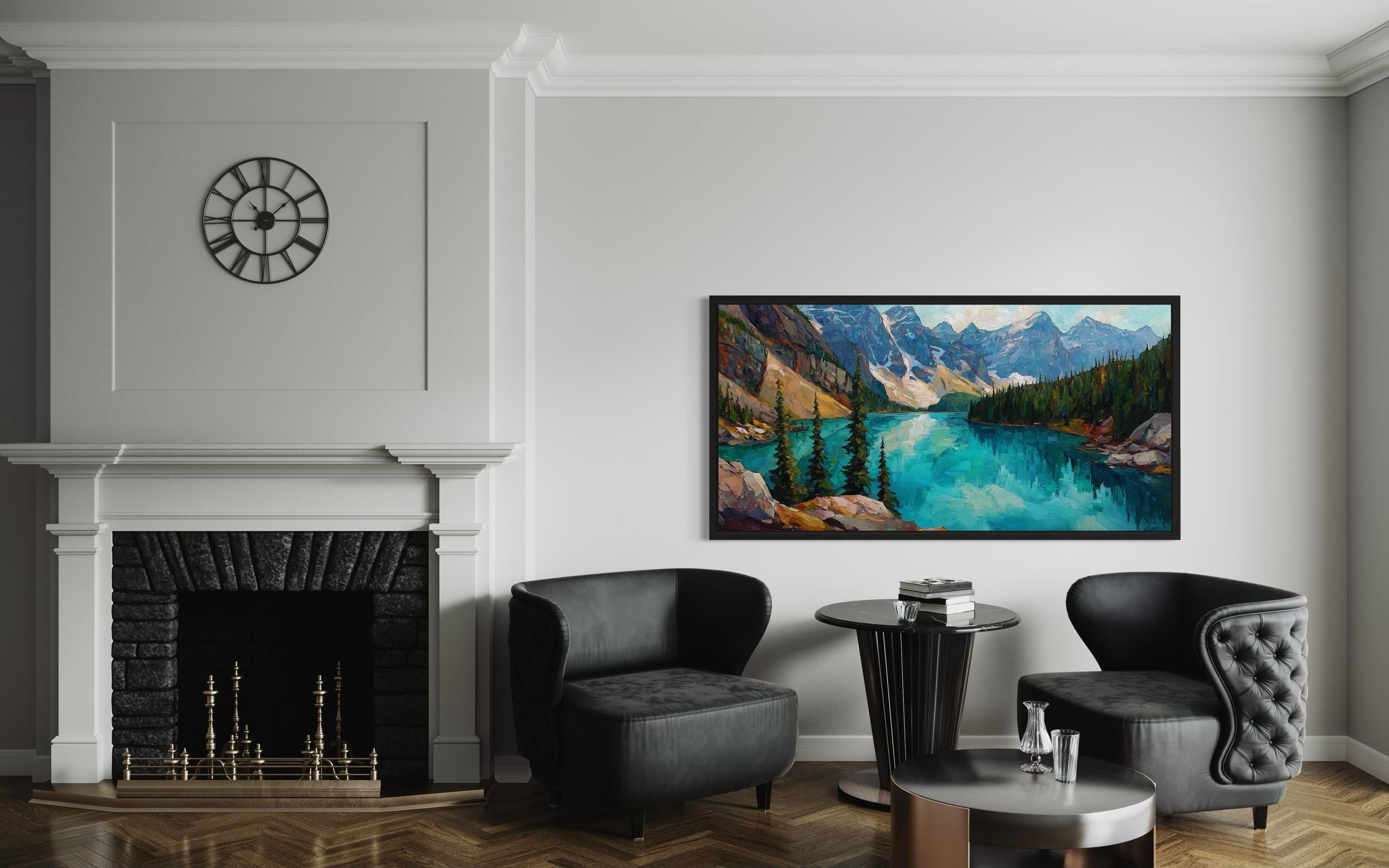 Lake Moraine  Canadian Rockies Mountain Lake Canvas Wall Art