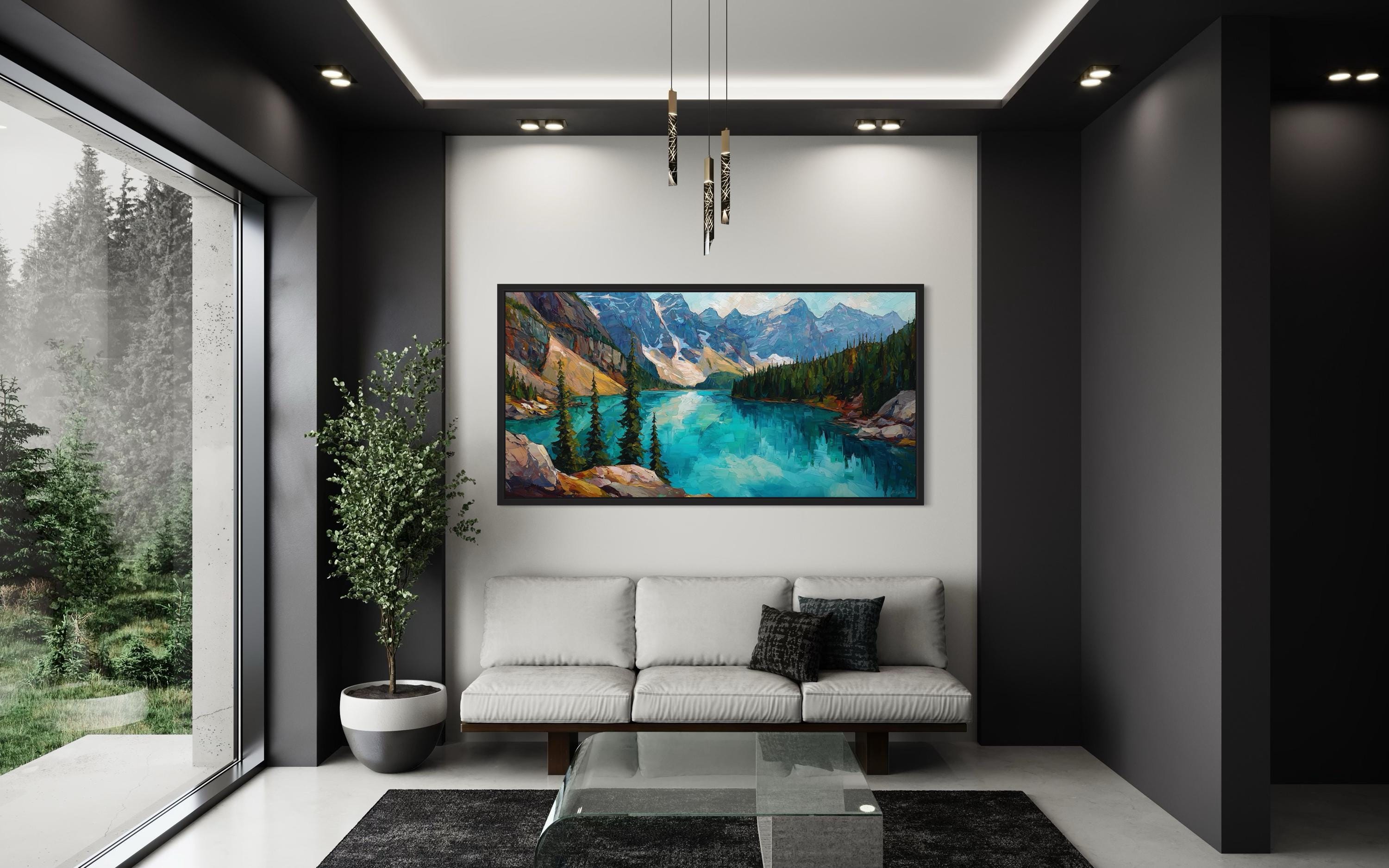 Lake Moraine  Canadian Rockies Mountain Lake Canvas Wall Art