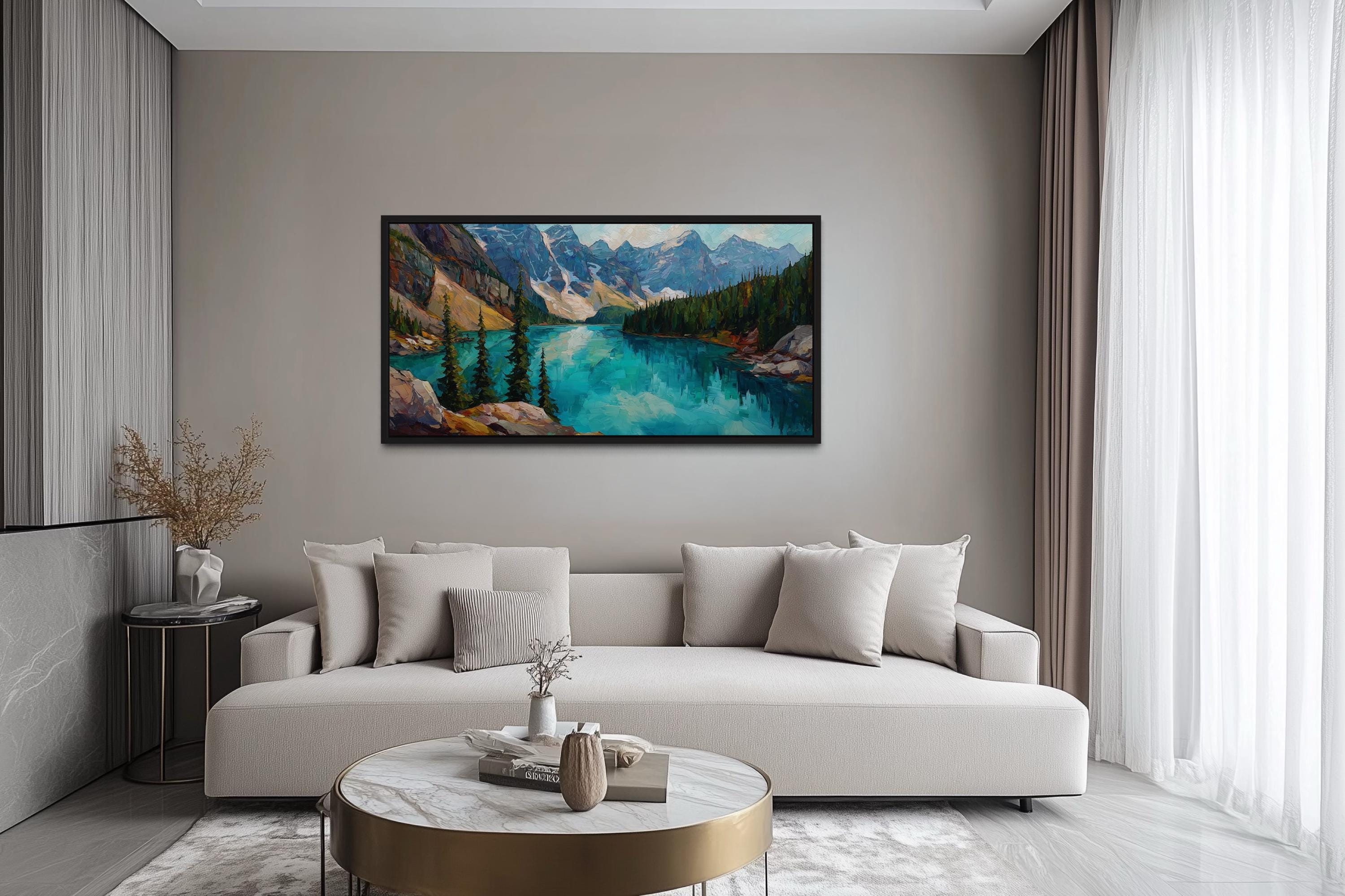 Lake Moraine  Canadian Rockies Mountain Lake Canvas Wall Art