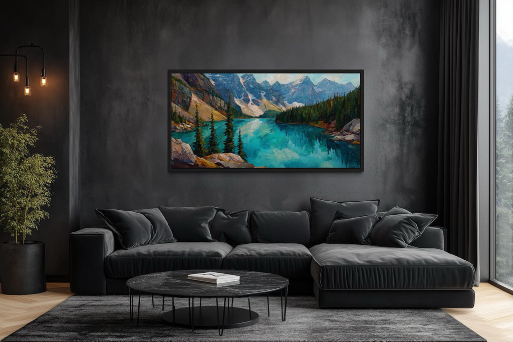 Lake Moraine  Canadian Rockies Mountain Lake Canvas Wall Art