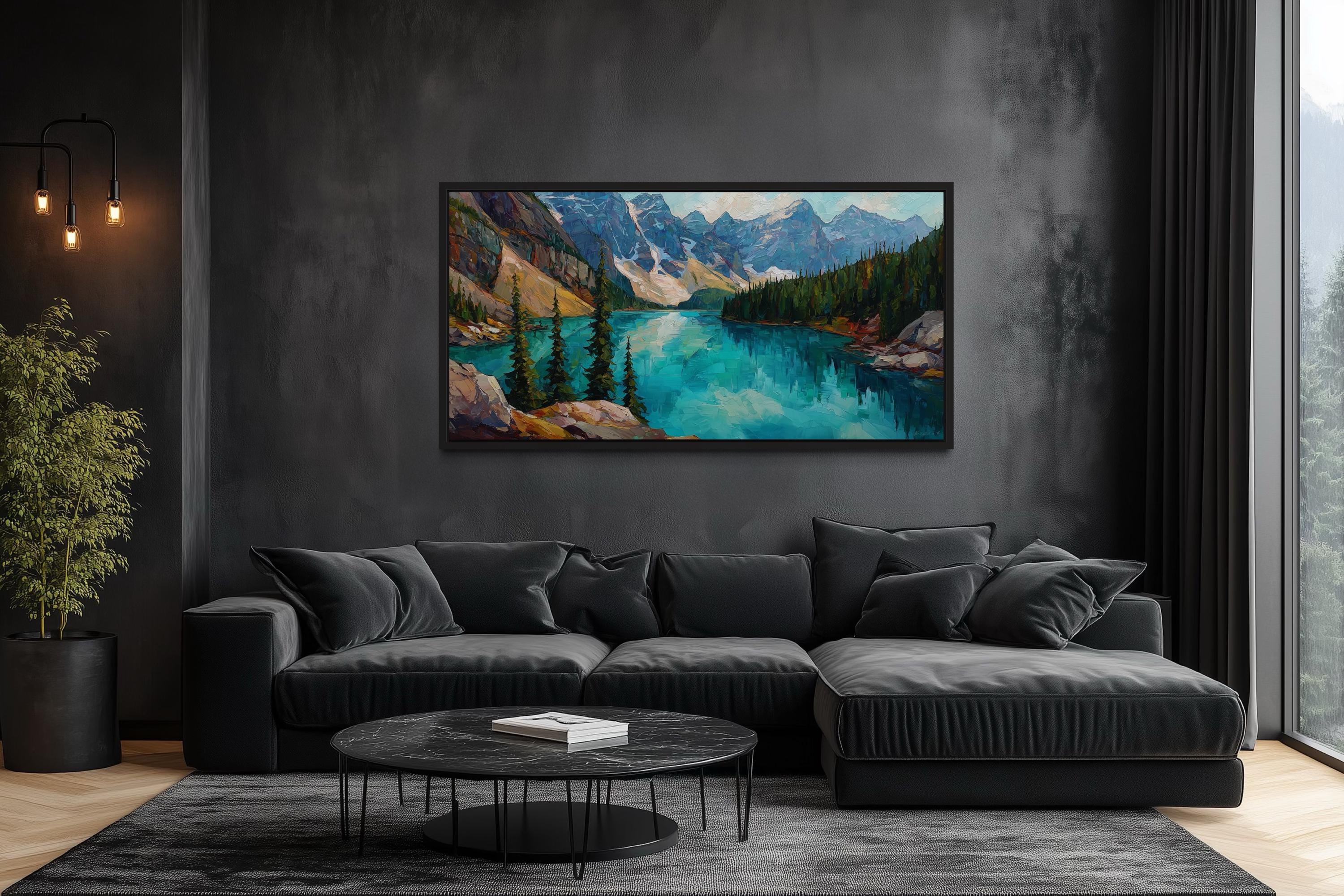 Lake Moraine  Canadian Rockies Mountain Lake Canvas Wall Art