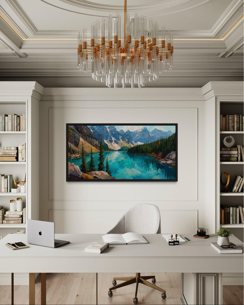 Lake Moraine  Canadian Rockies Mountain Lake Canvas Wall Art