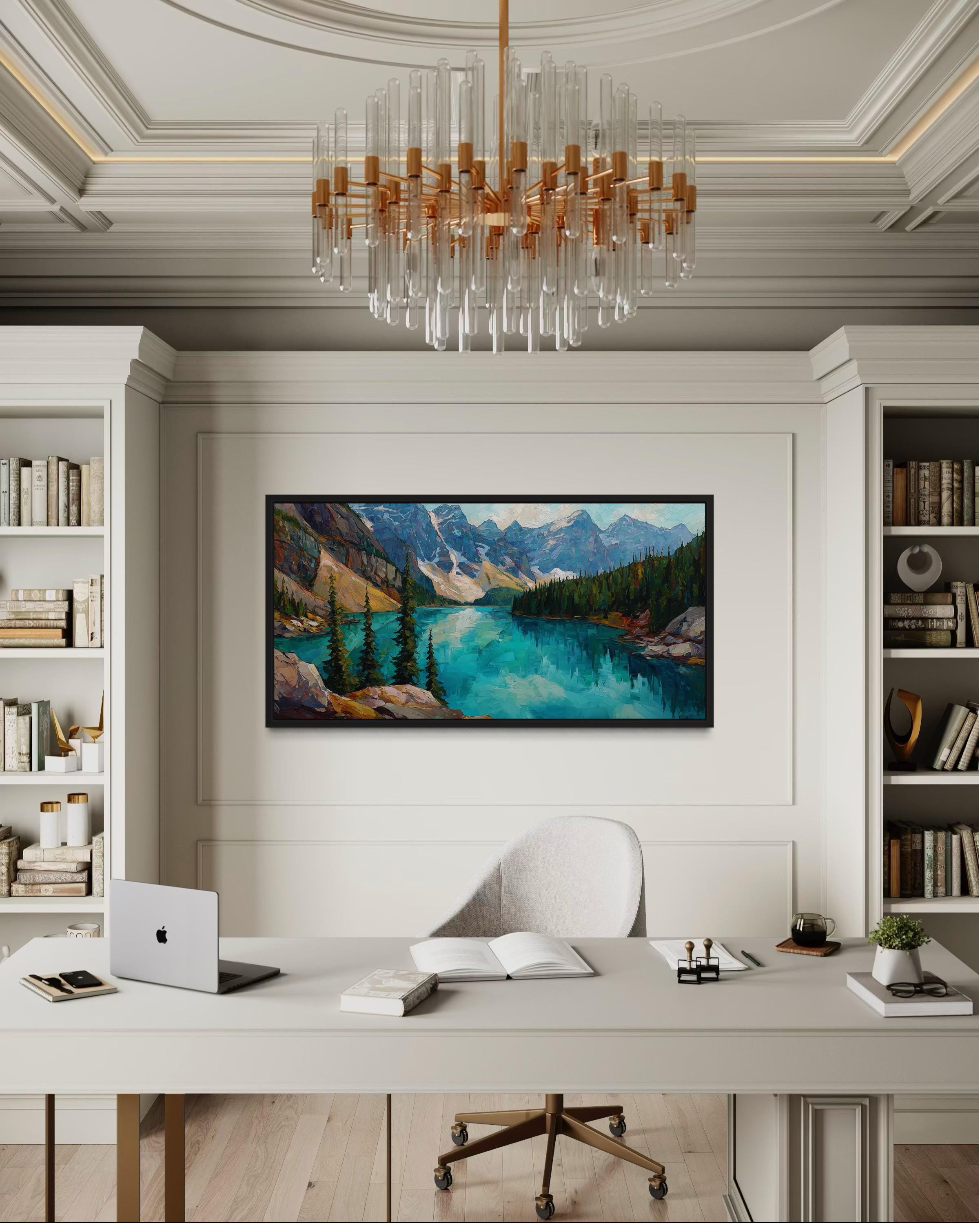 Lake Moraine  Canadian Rockies Mountain Lake Canvas Wall Art
