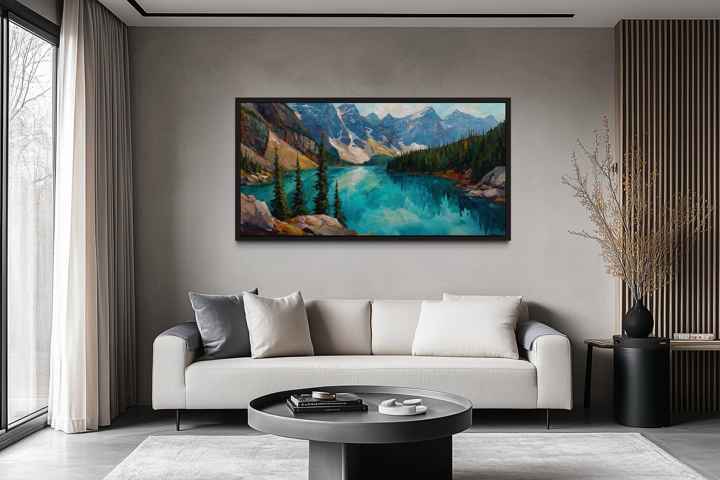 Lake Moraine  Canadian Rockies Mountain Lake Canvas Wall Art