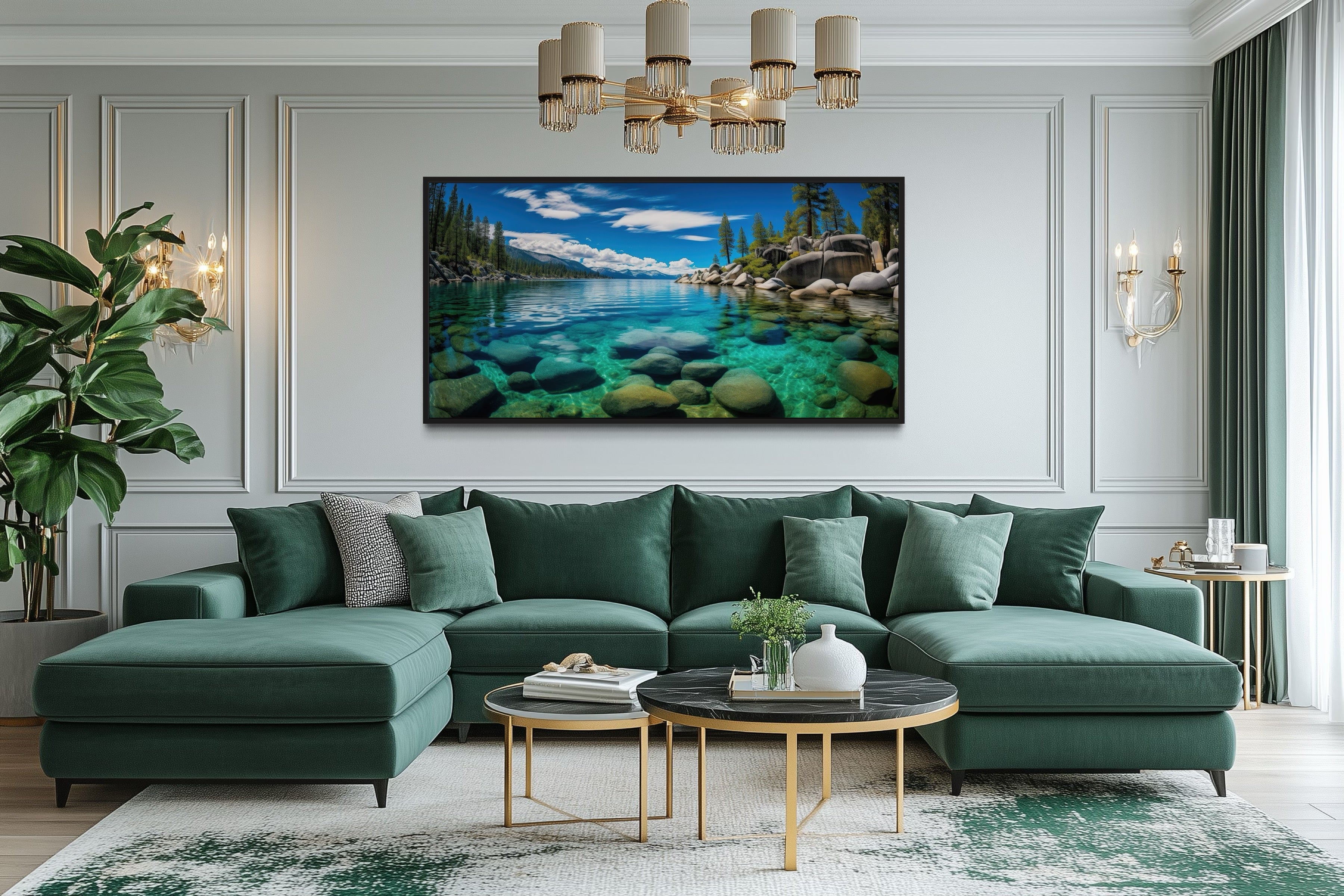 Lake Tahoe Wall Art – Framed Canvas Print | Scenic Sand Harbor Landscape Decor