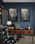 Law Office Set Of 2 Lady Justice And Scales Of Justice Framed Canvas Wall Art
