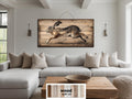 Leaping Rabbit Distressed Wood Wall Art