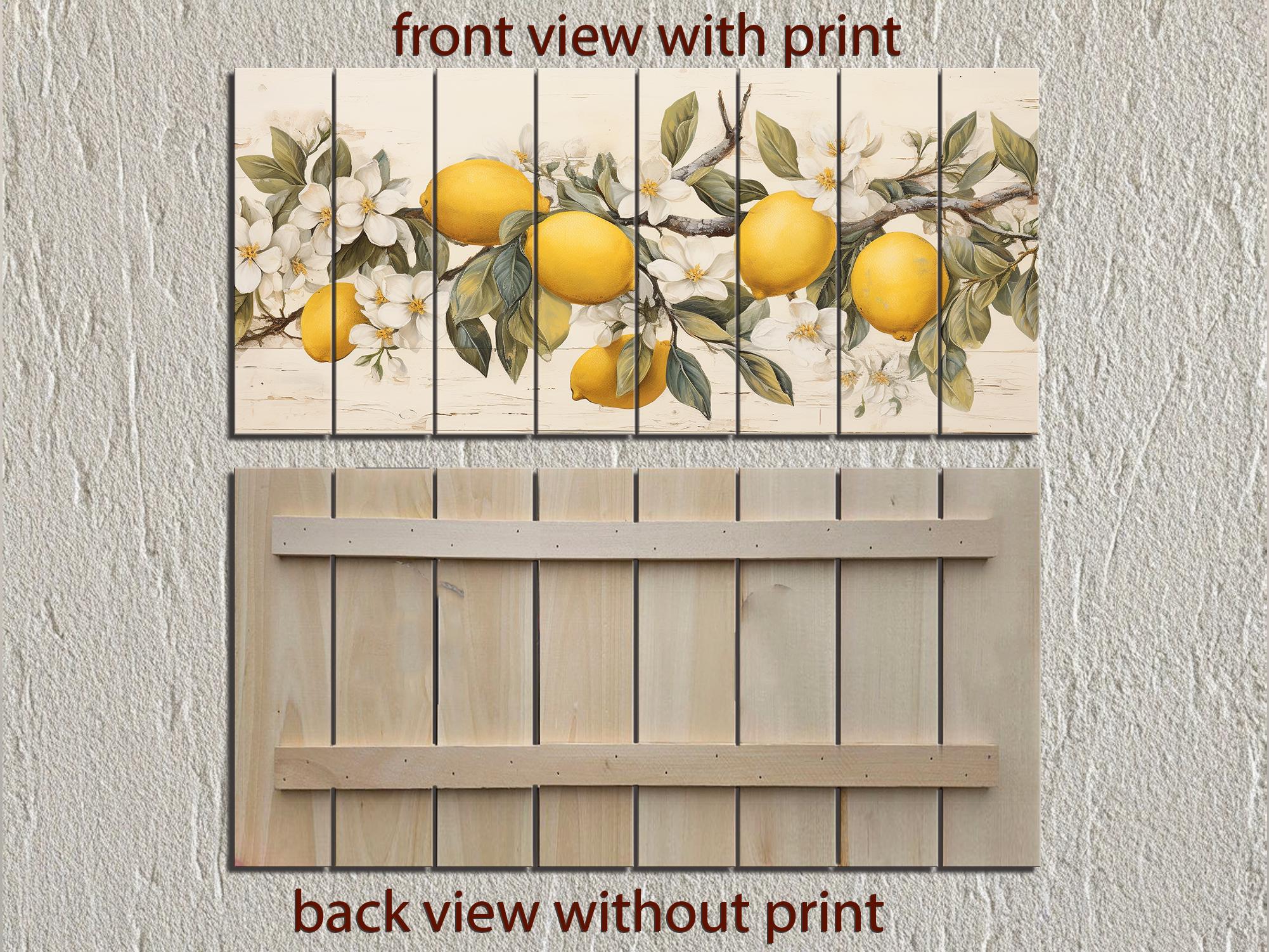 Lemon Tree Branch Distressed Wood Wall Art