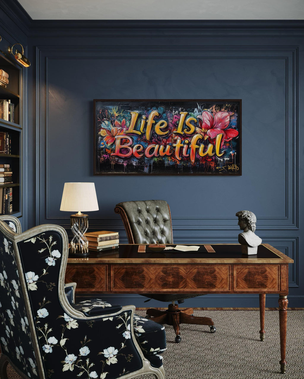 Life Is Beautiful Graffiti  Framed Canvas Wall Art