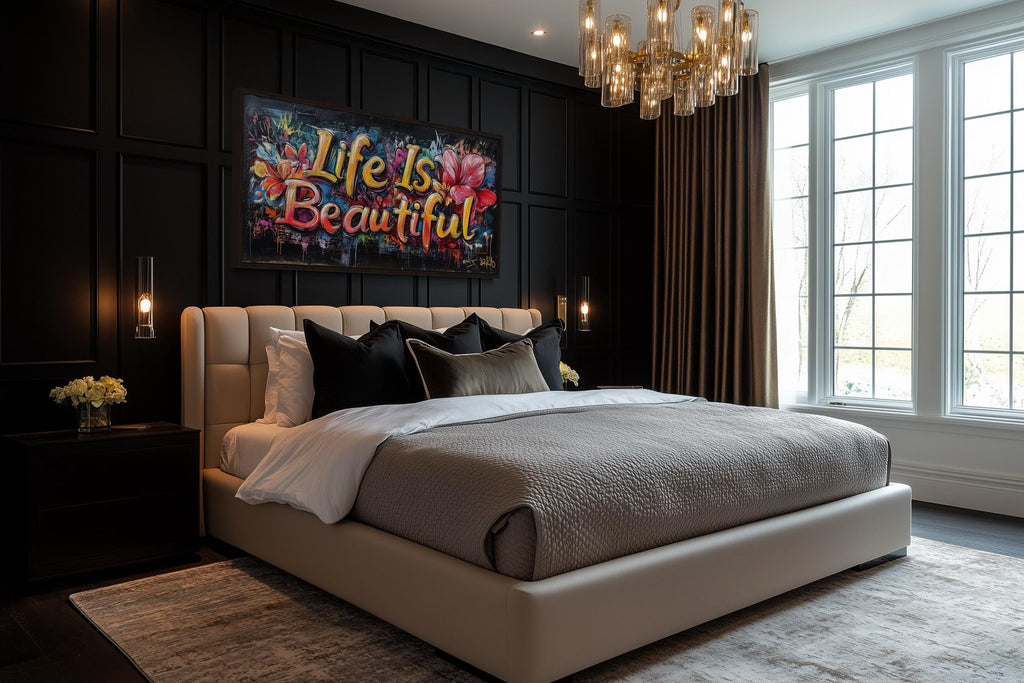 Life Is Beautiful Graffiti  Framed Canvas Wall Art