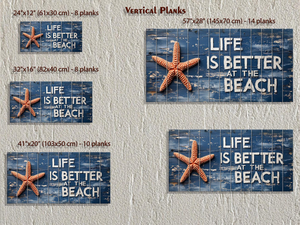 Life Is Better At The Beach Sign Distressed Wood Wall Art