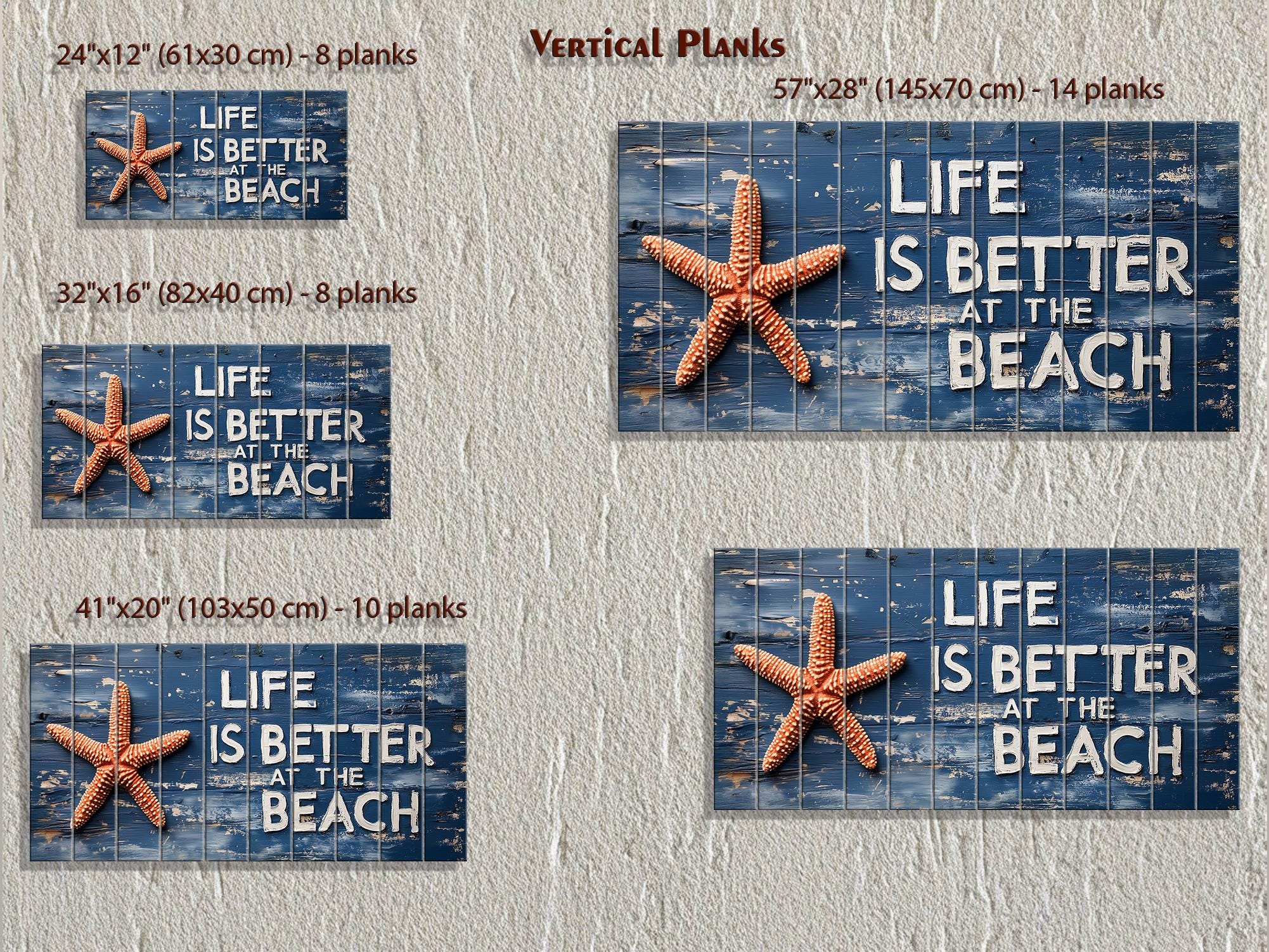 Life Is Better At The Beach Sign Distressed Wood Wall Art
