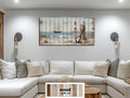 Lighthouse and Sailboat Scene Distressed Wood Wall Art With Anchor And Seagull