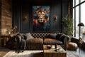 Lion DJ With Headphones Framed Wall Art For Man Cave