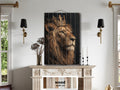 Lion King With Crown Distressed Wood Wall Art  For Masculine Decor