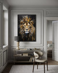 Lion King With Crown Man Cave Framed Canvas Wall Art