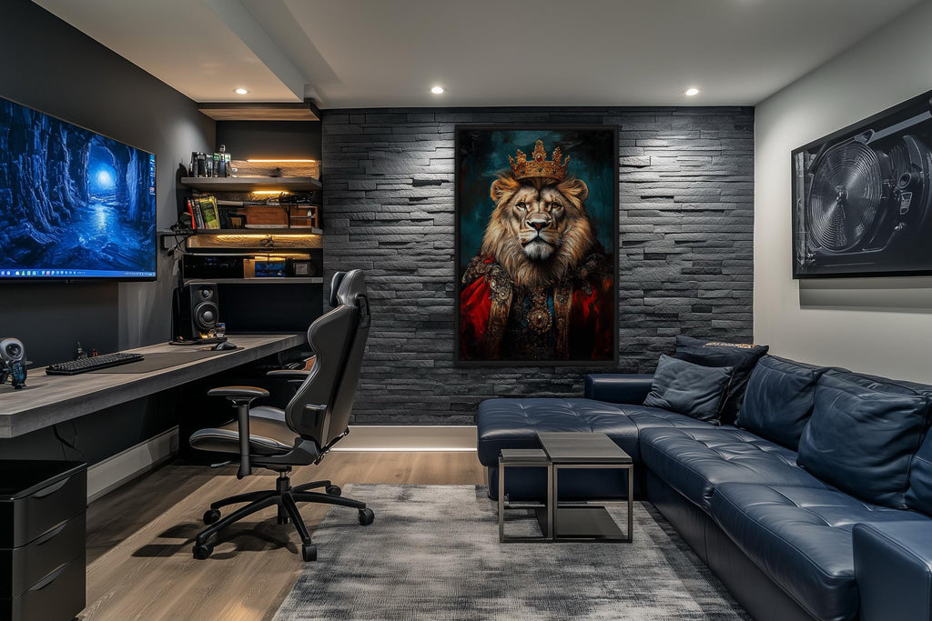 Lion  With Crown And Robe Victorian Portrait Wall Art