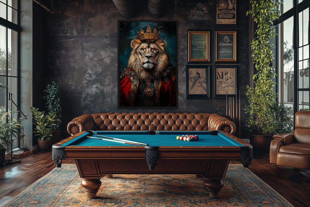 Lion  With Crown And Robe Victorian Portrait Wall Art