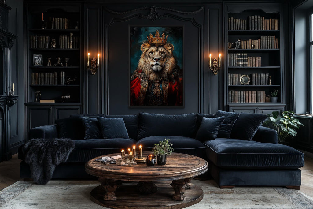 Lion  With Crown And Robe Victorian Portrait Wall Art