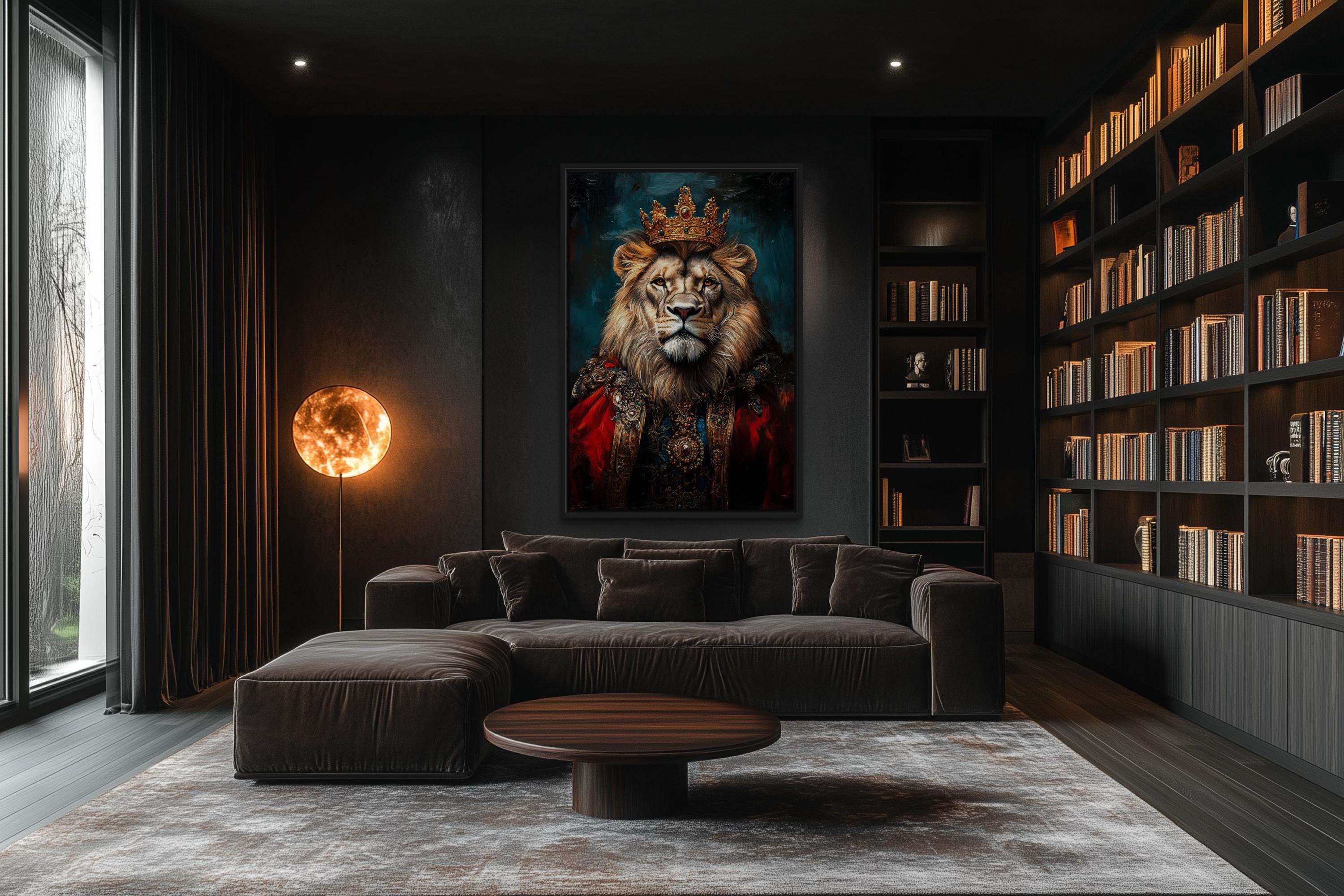 Lion  With Crown And Robe Victorian Portrait Wall Art