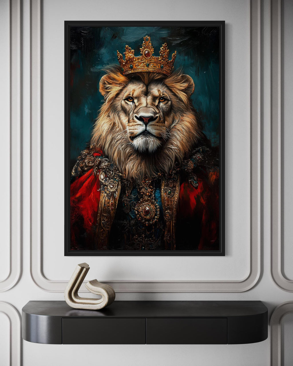 Lion  With Crown And Robe Victorian Portrait Wall Art
