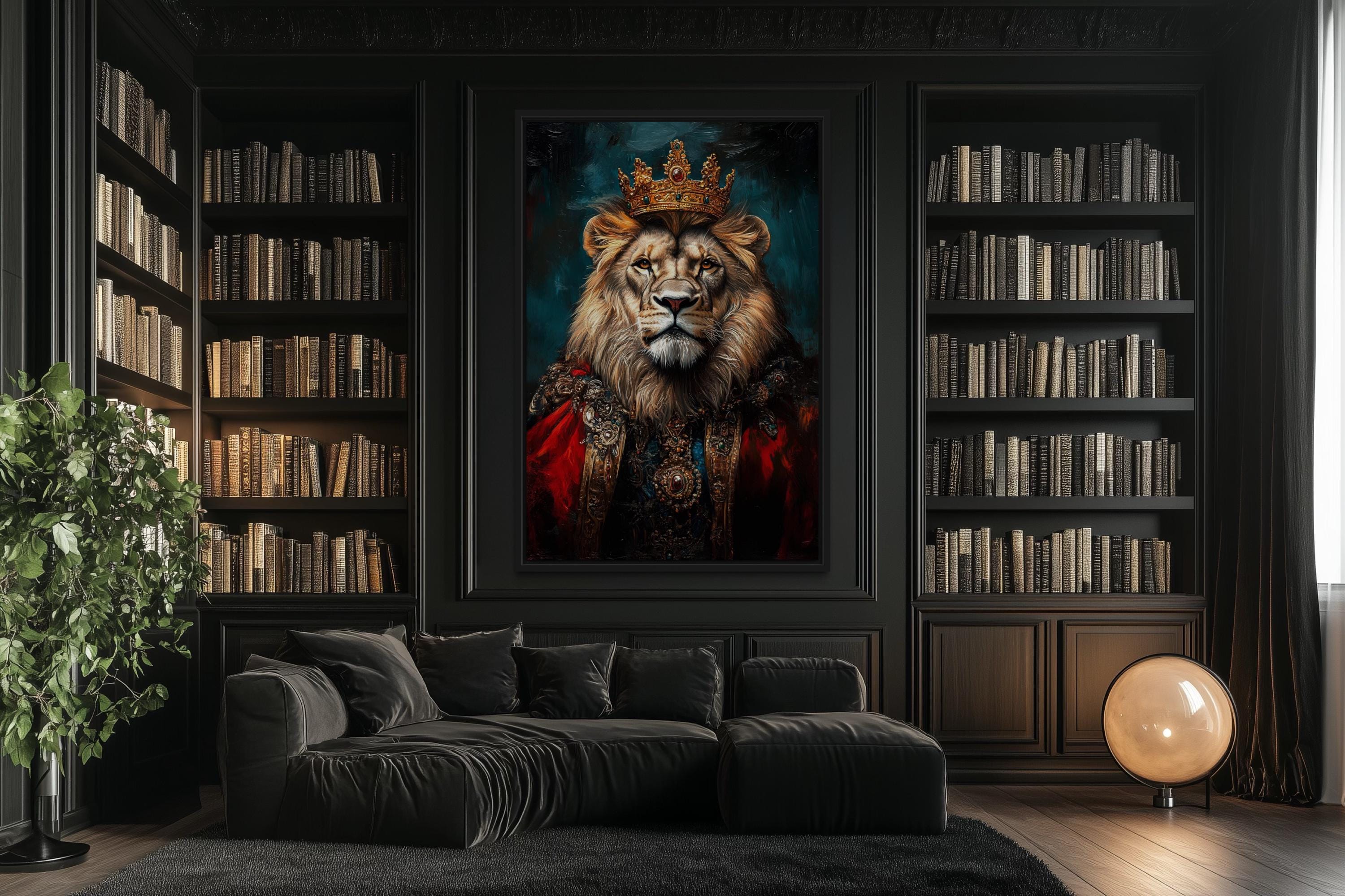 Lion  With Crown And Robe Victorian Portrait Wall Art