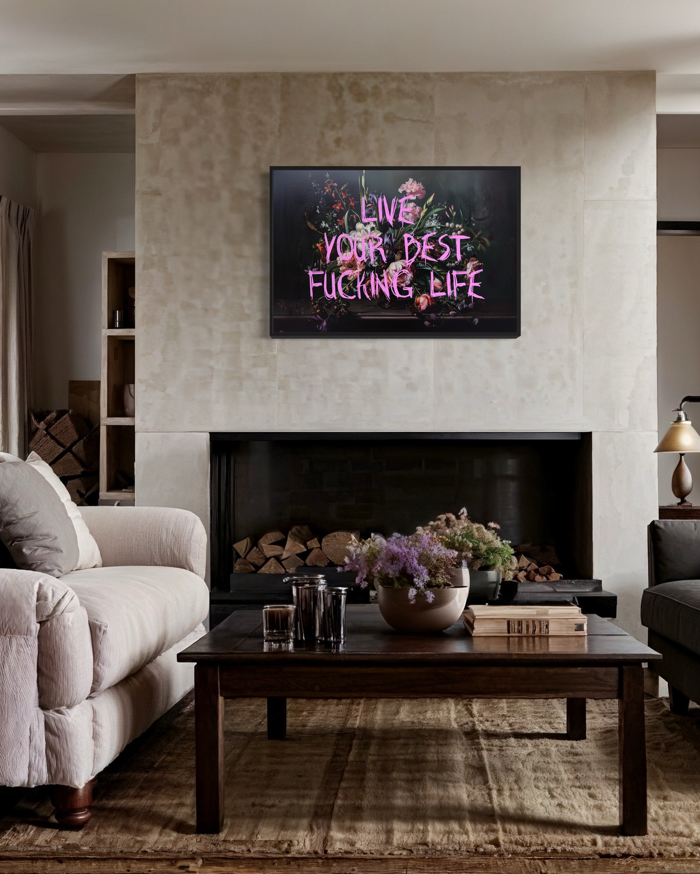 Live Your Best Fucking Life Dark Academia Flowers Feminist Wall Art