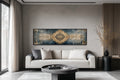 Long Horizontal Blue Beige Persian Rug Canvas Wall Art Print
