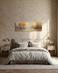 Long Horizontal Lake And Golden Autumn Trees Landscape Wall Art