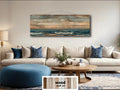 Long Horizontal Minimalist Ocean Distressed Wood Wall Art