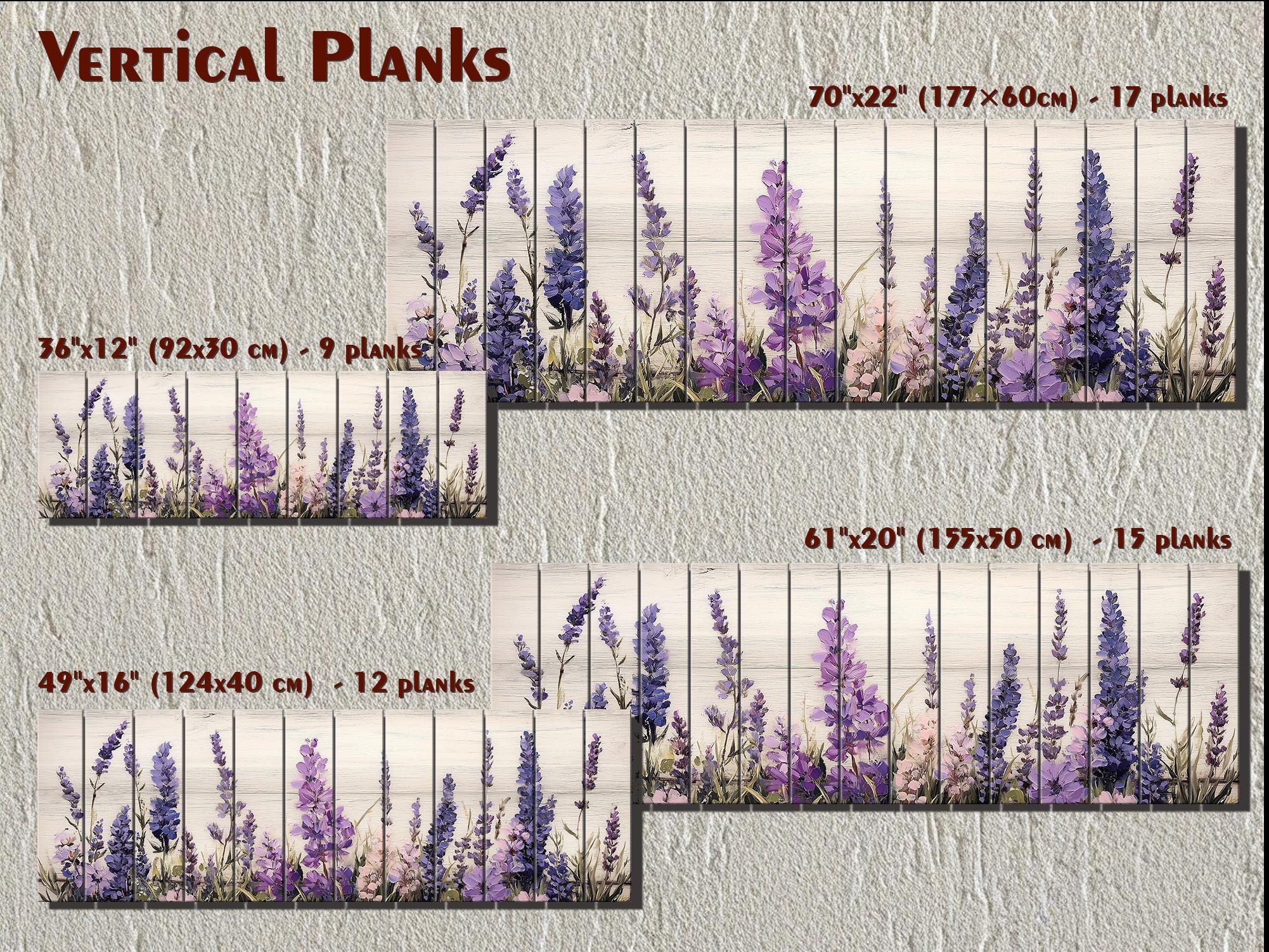 Long Horizontal Purple Lavender Wildflowers Real Wood Wall Art