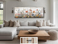 Long Horizontal Wildflowers Wall Art Painted On White Wood On Real Wood Planks