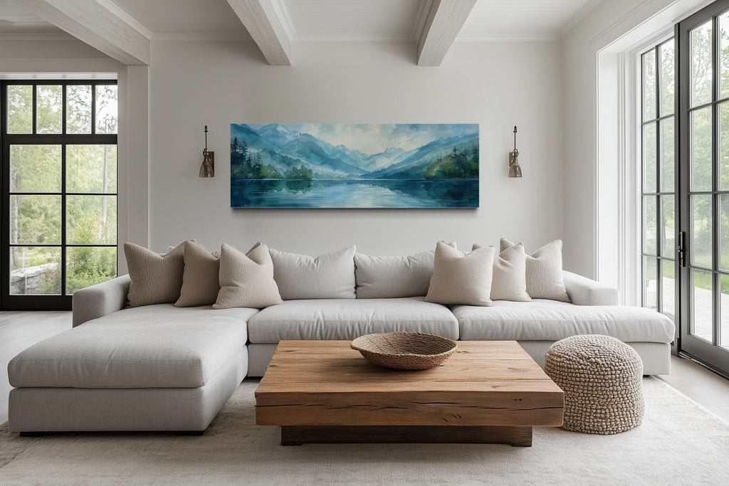 Long Narrow Horizontal Lake Landscape Panoramic Wall Art