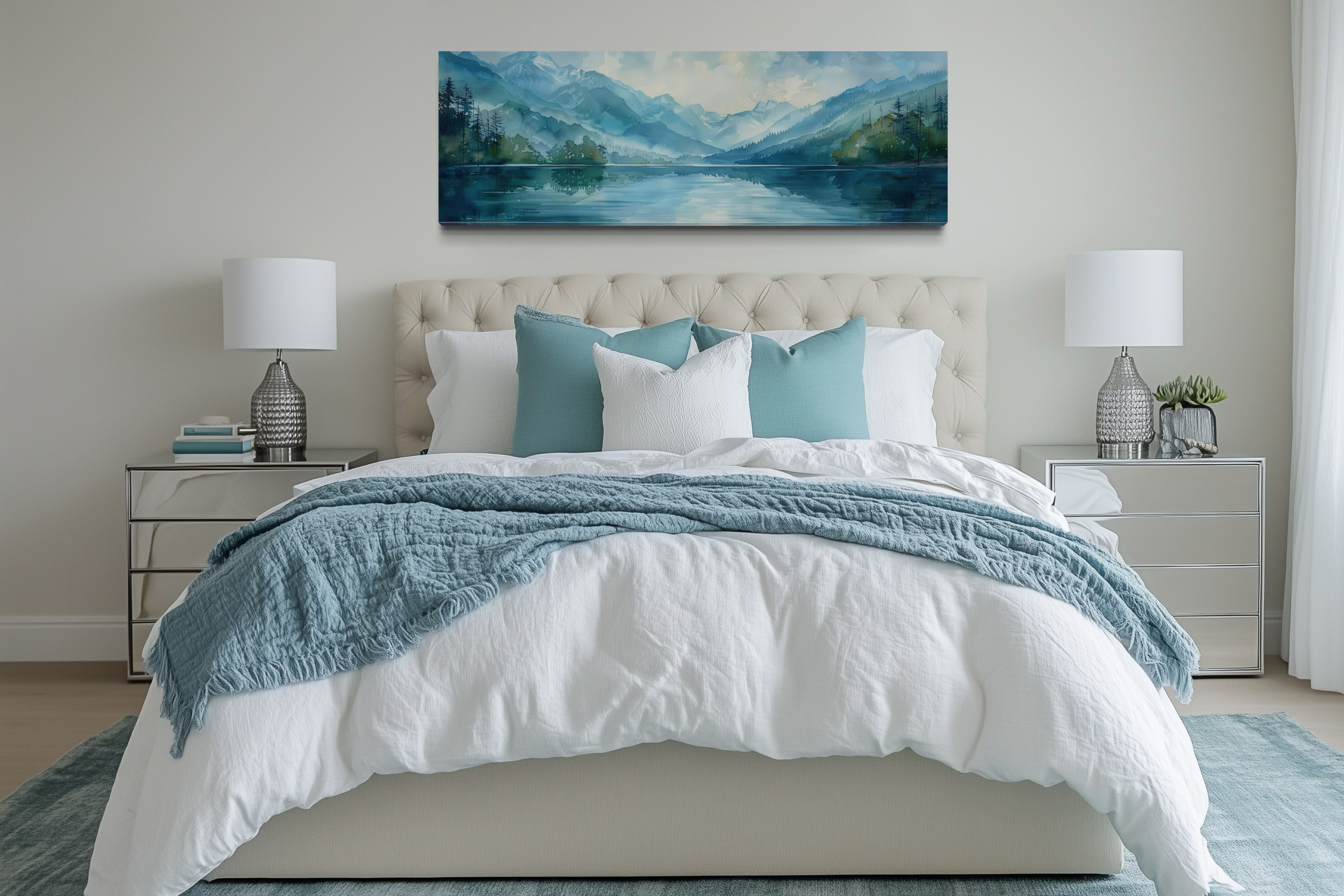 Long Narrow Horizontal Lake Landscape Panoramic Wall Art