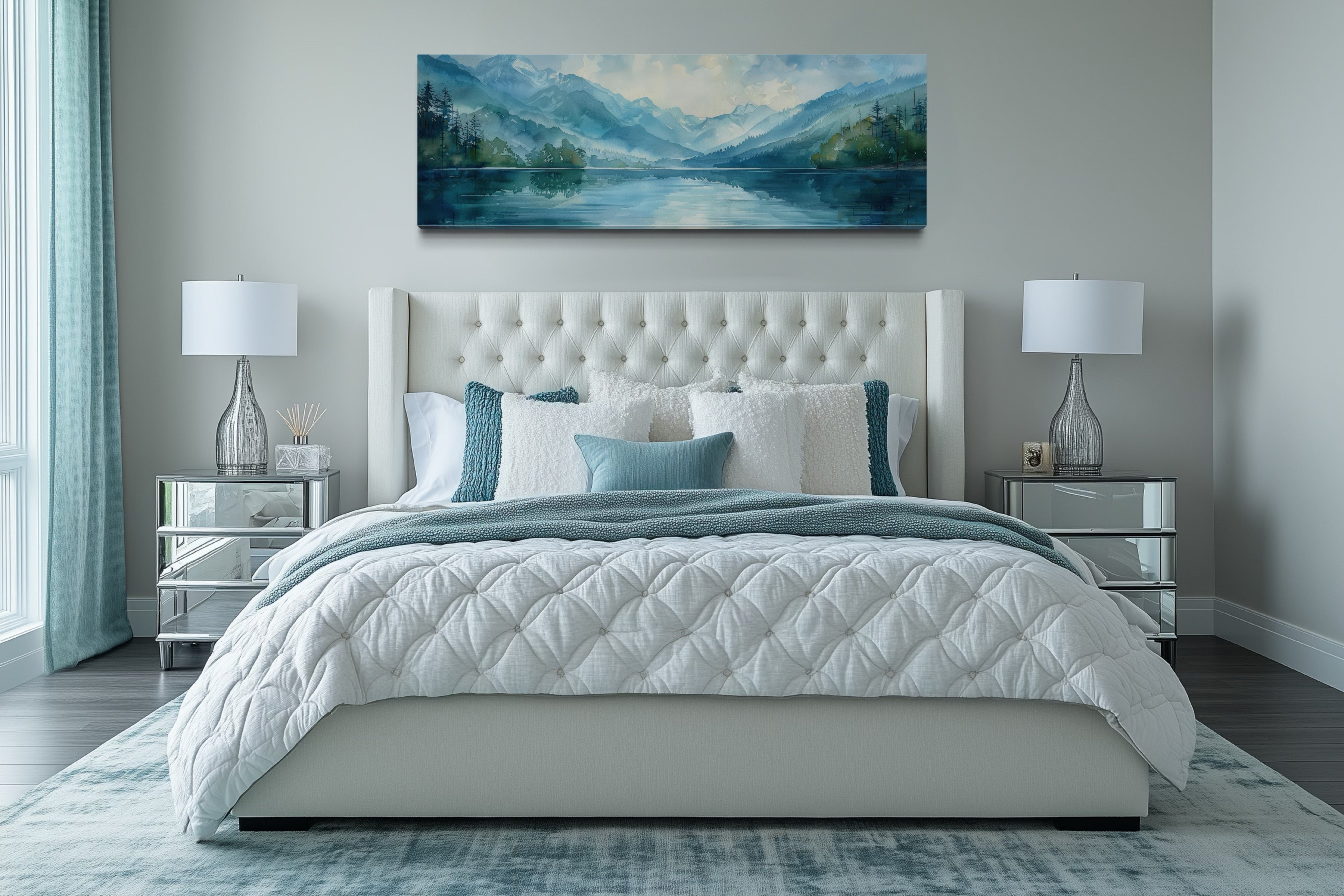 Long Narrow Horizontal Lake Landscape Panoramic Wall Art
