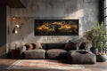 Long Narrow Taurus Zodiac Wall Art – Black Gold Bull Canvas | Celestial Astrology Artwork