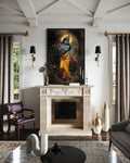 Lord Krishna Playing Flute In Vrindavan Forest Framed Canvas Wall Art