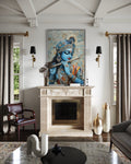 Lord Krishna Playing Flute Mosaic Painting Canvas Wall Art