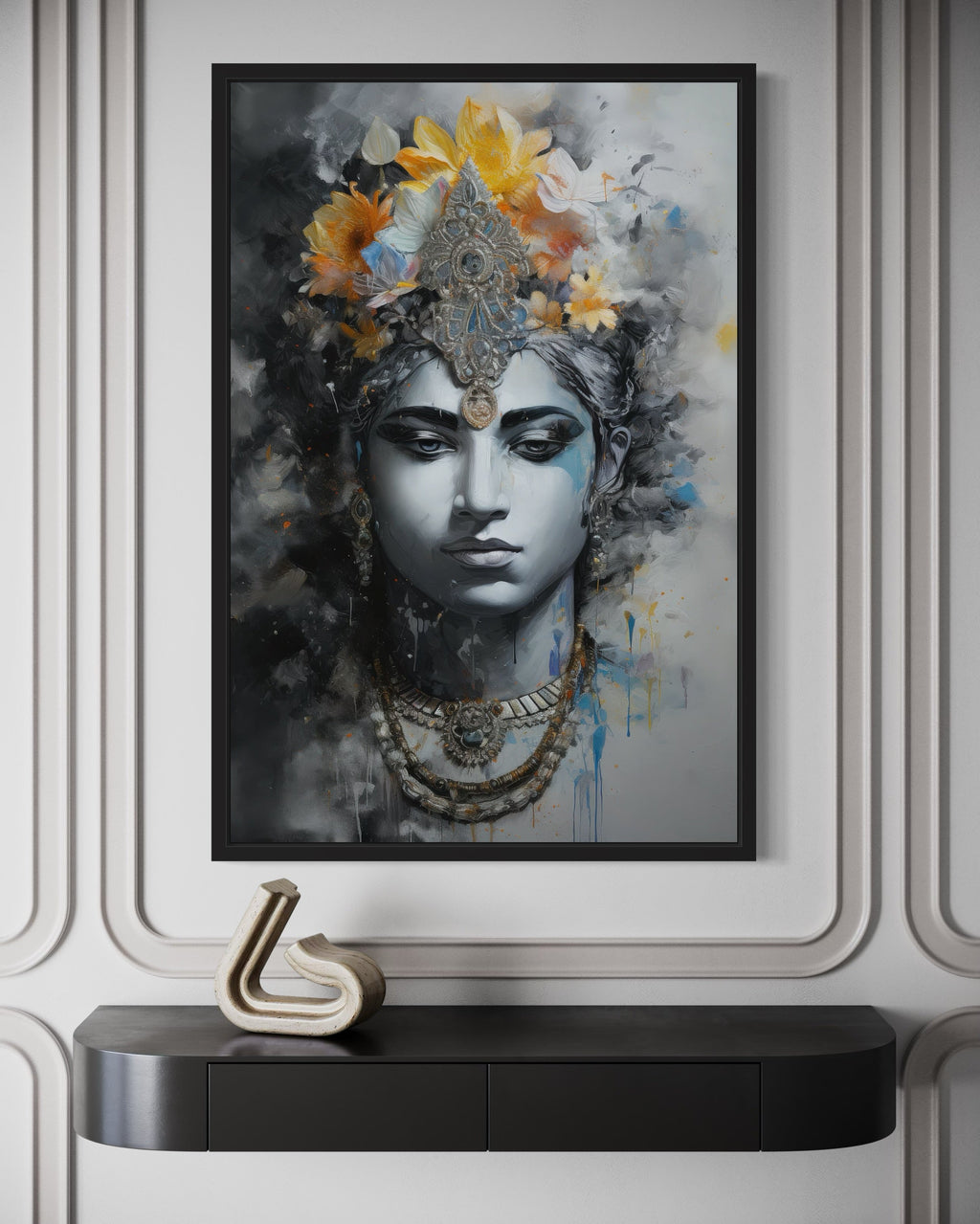 Lord Vishnu Modern Indian Framed Canvas Wall Art