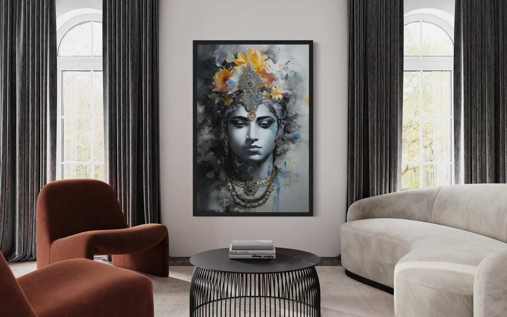 Lord Vishnu Modern Indian Framed Canvas Wall Art
