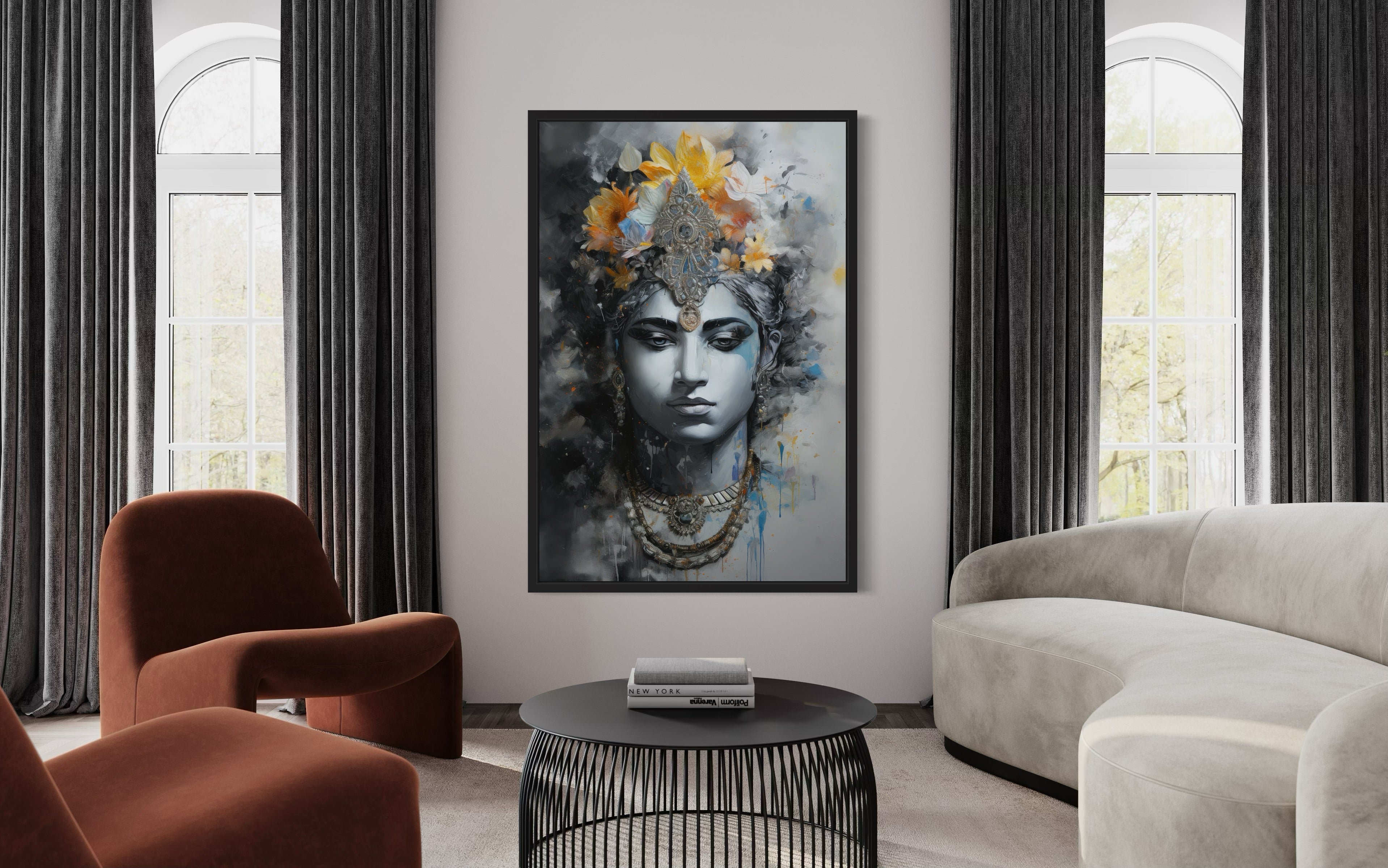 Lord Vishnu Modern Indian Framed Canvas Wall Art